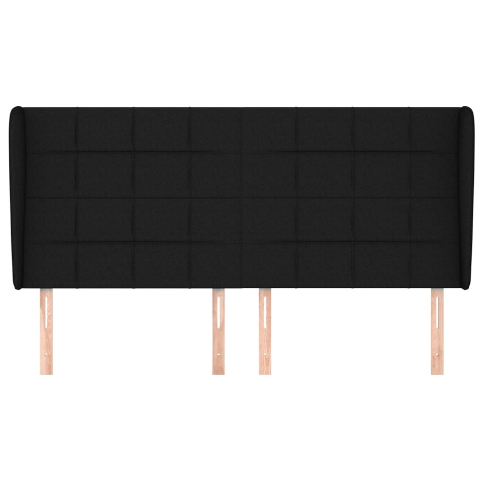 Tăblie de pat cu aripioare, negru, 183x23x118/128 cm, textil - 2 | YEO