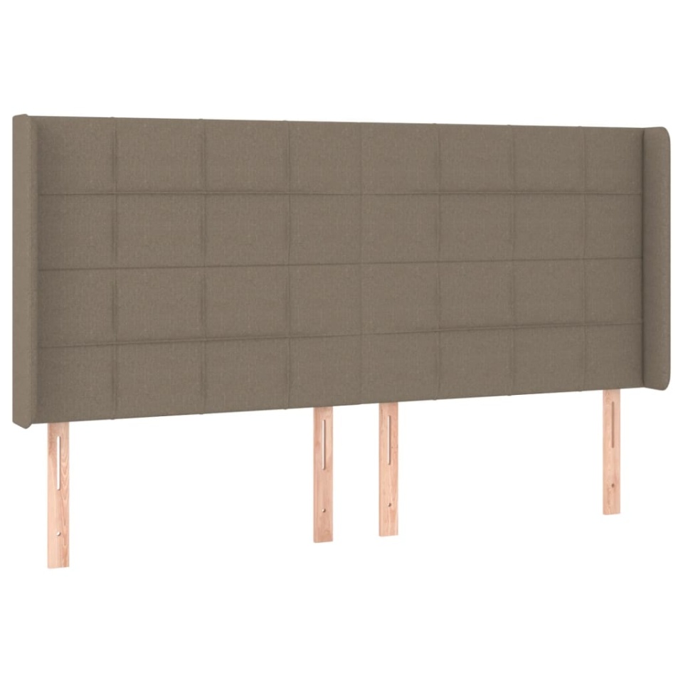 Tăblie de pat cu LED, gri taupe, 183x16x118/128 cm, textil - 2 | YEO