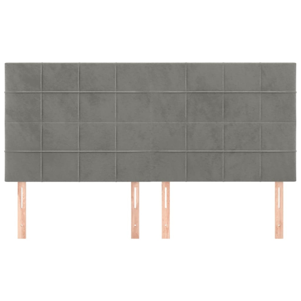 Tăblii de pat, 4 buc, gri deschis, 80x5x78/88 cm, catifea - 2 | YEO