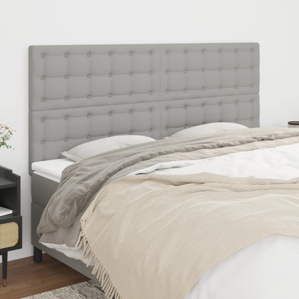 Tăblii de pat, 4 buc, gri deschis, 80x5x78/88 cm, textil