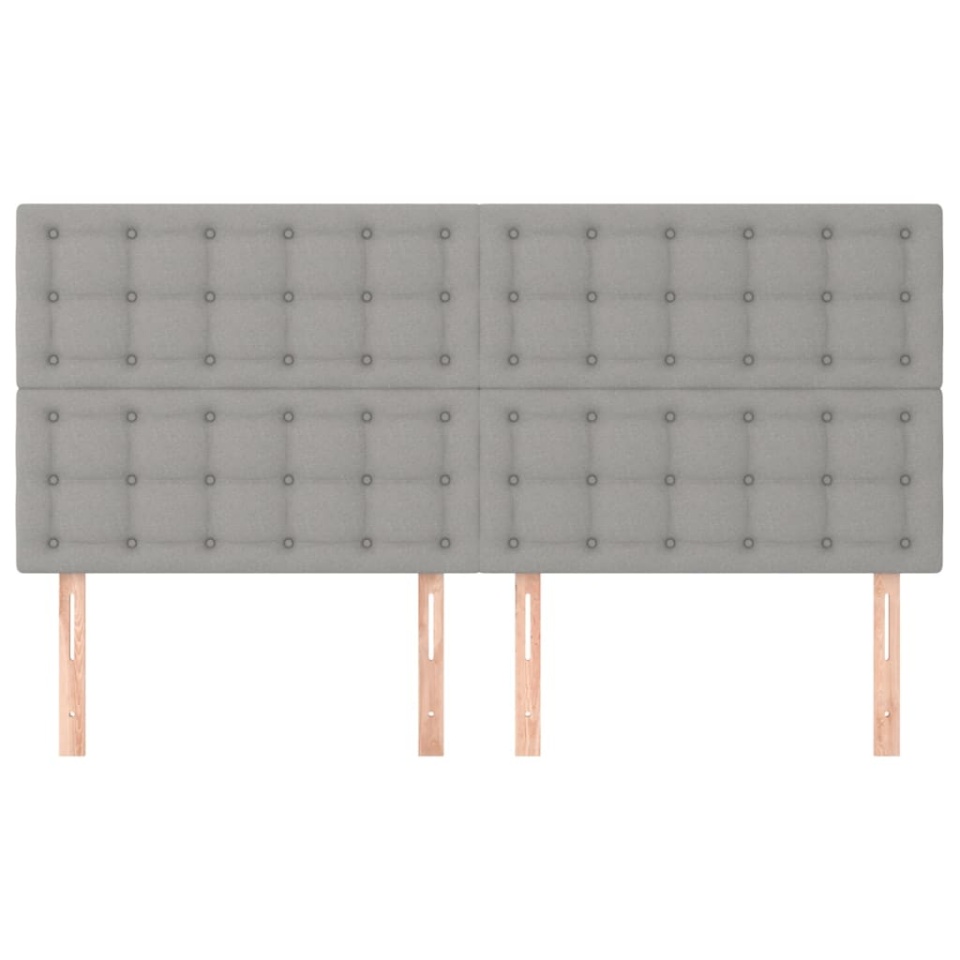 Tăblii de pat, 4 buc, gri deschis, 80x5x78/88 cm, textil - 2 | YEO