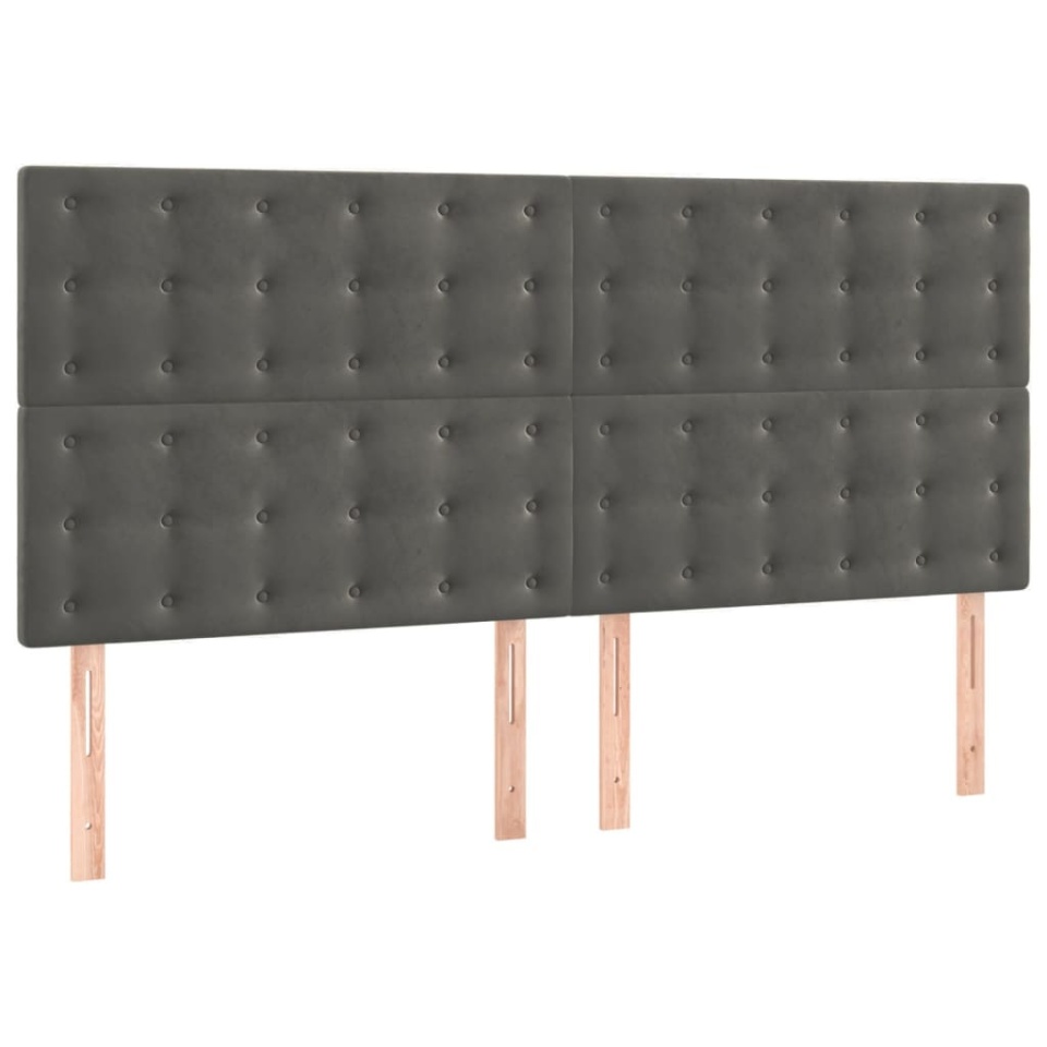 Tăblii de pat, 4 buc, gri închis, 80x5x78/88 cm, catifea - 1 | YEO