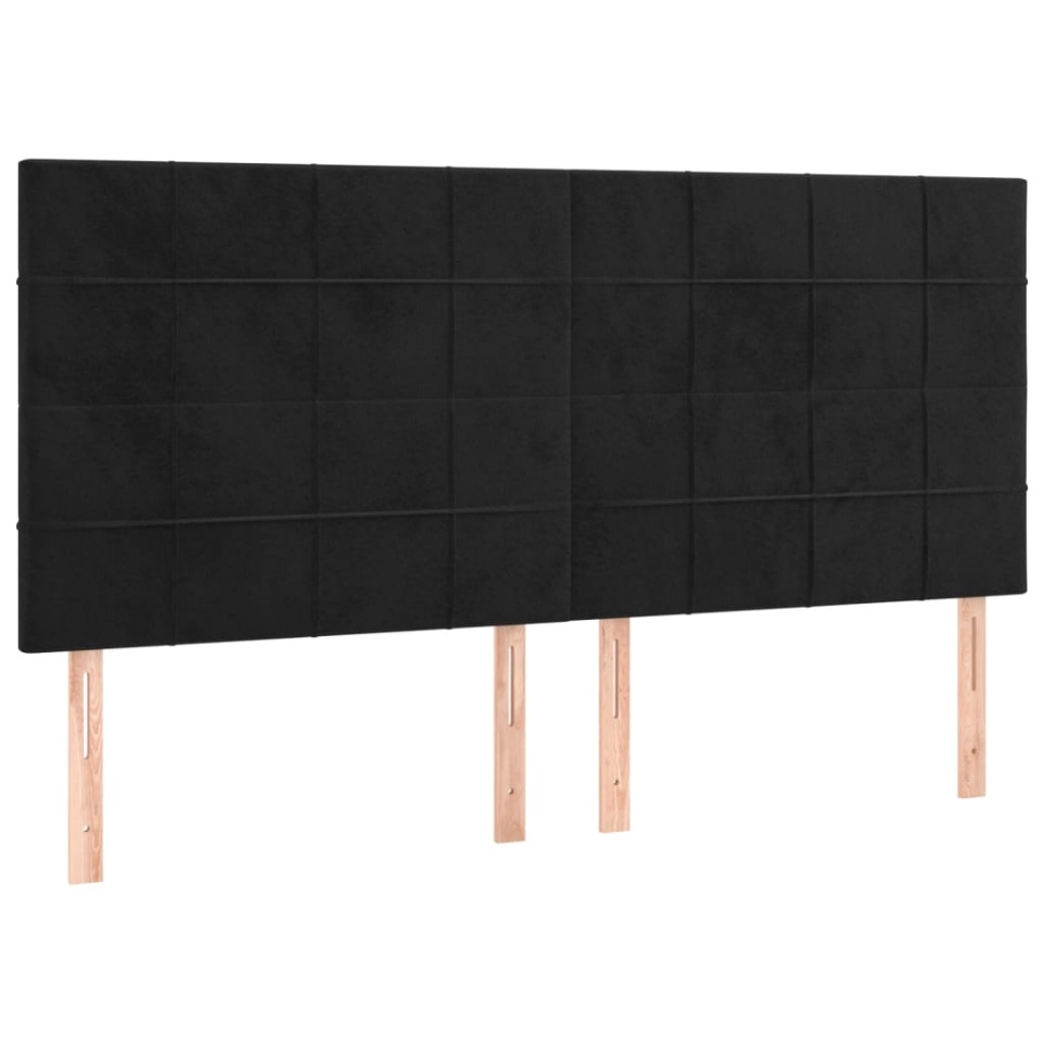 Tăblii de pat, 4 buc, negru, 80x5x78/88 cm, catifea - 1 | YEO