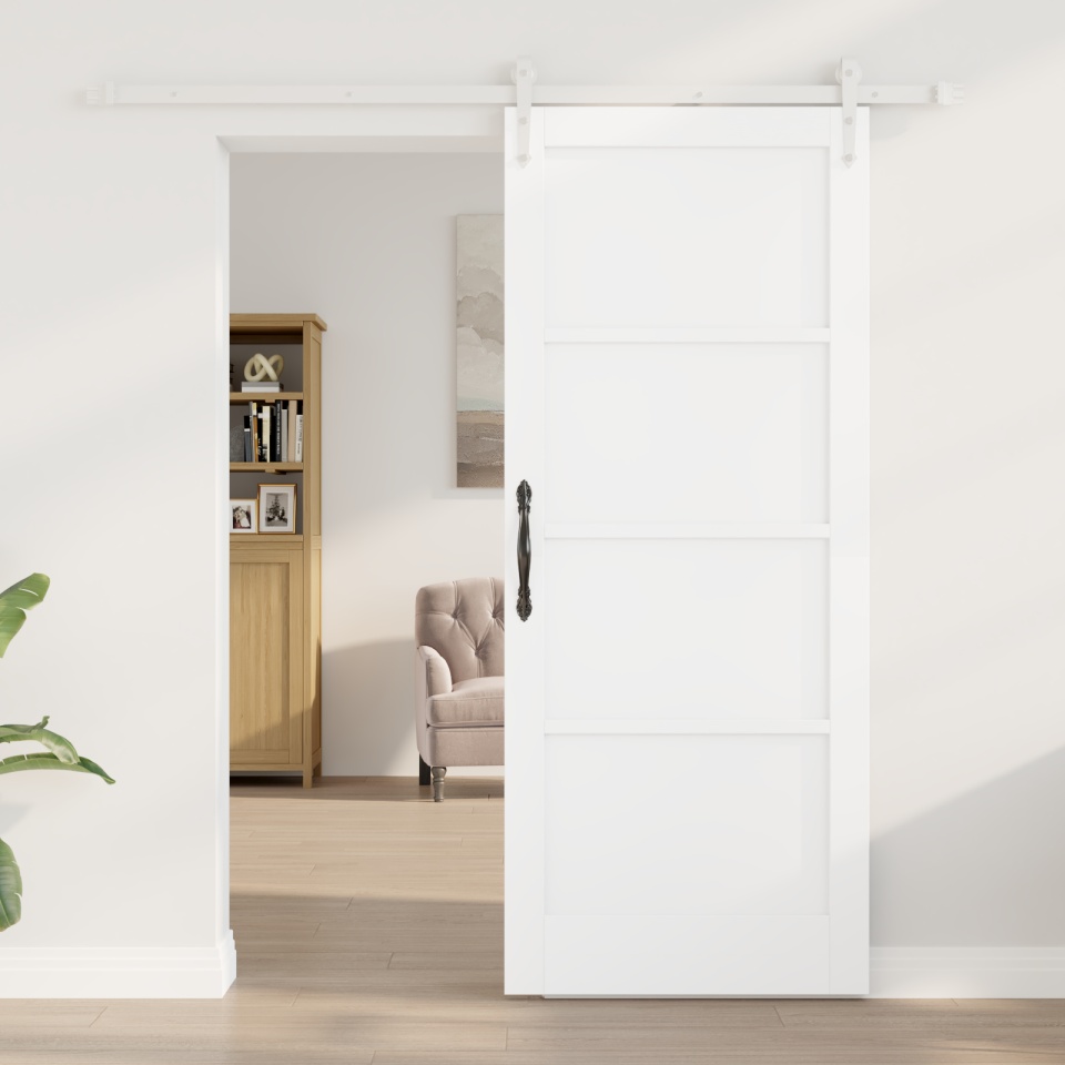Ușa glisantă cu set de feronerie albă 83x202 cm din lemn masiv de pin, Ușă interioară \'ORKDAL\'albă 83x202x4 cm din lemn masiv de pin - 2 | YEO