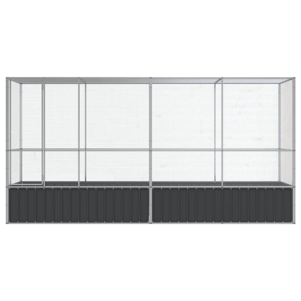 Voliera de păsări cu extensie, argintiu, 418,5x107x212 cm, oțel - 2 | YEO