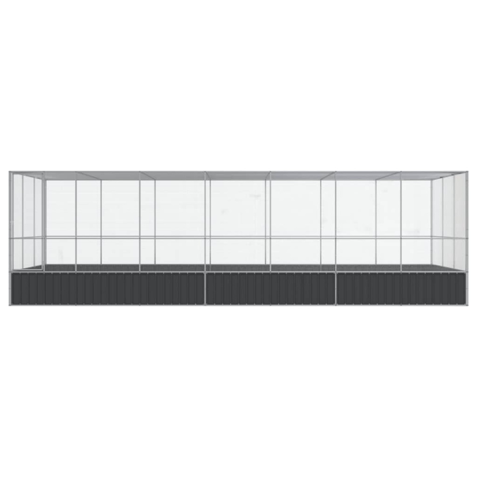 Voliera de păsări cu extensie, argintiu, 725x307x212 cm, oțel - 2 | YEO