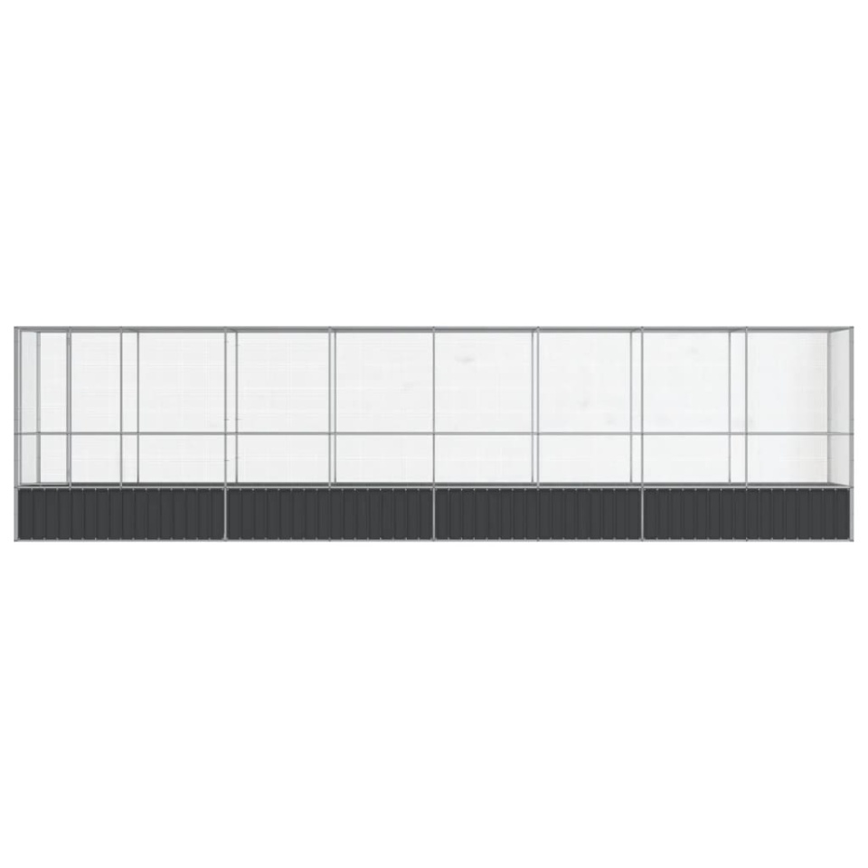Voliera de păsări cu extensie, argintiu, 834,5x107x212 cm, oțel - 2 | YEO