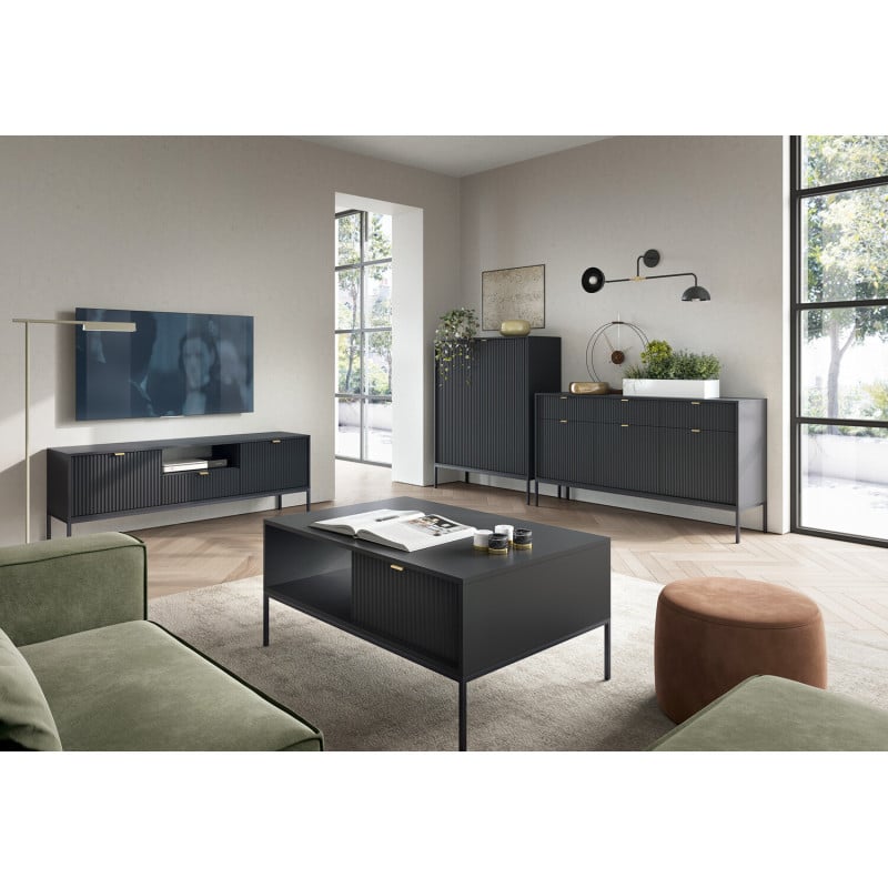 Aura AU01 TV stand 154 2D1S negru - 3 | YEO