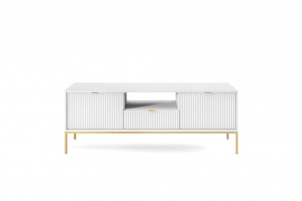 Aura AU01 TV stand 154cm 2D1S alb/auriu/auriu - 2 | YEO