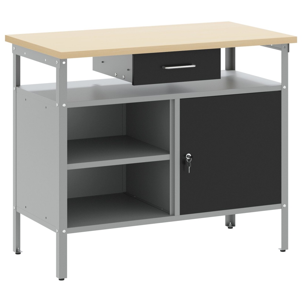 Banc de lucru cu ușă închisă neagră 100x55x85 cm Oțel - 1 | YEO
