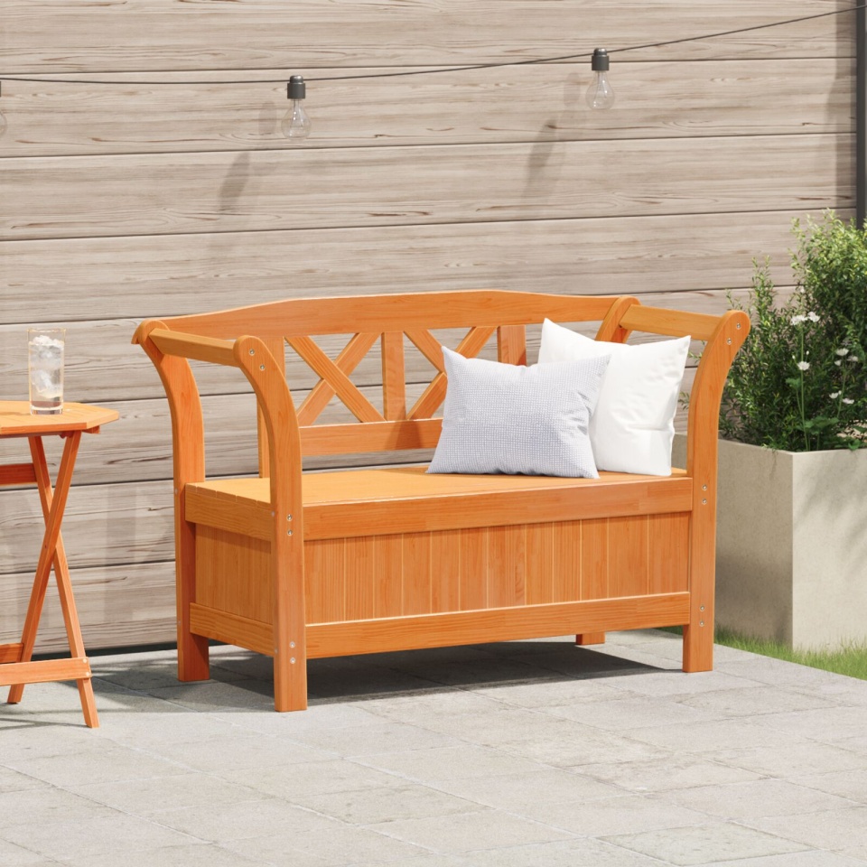 Bancă de depozitare pentru grădină din acacia 119x76x44 cm lemn masiv de pin