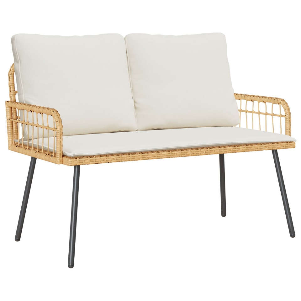 Bancă de grădină Natural 114x64x78 cm din poliratan - 1 | YEO