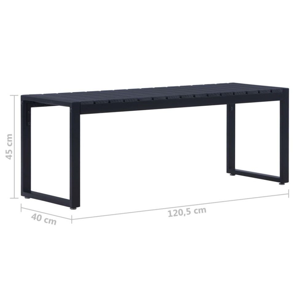 Bancă de grădină, negru, 120,5 cm, placă PS - 4 | YEO