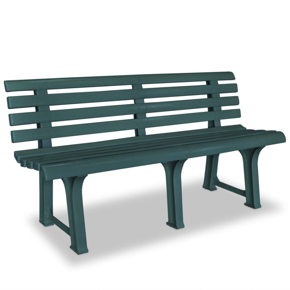 Bancă de grădină, verde, 145,5 cm, plastic