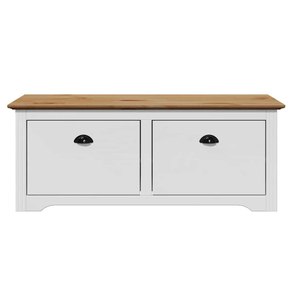Bancă pentru hol „BODO” albă și maro 114x40x45 cm - 3 | YEO