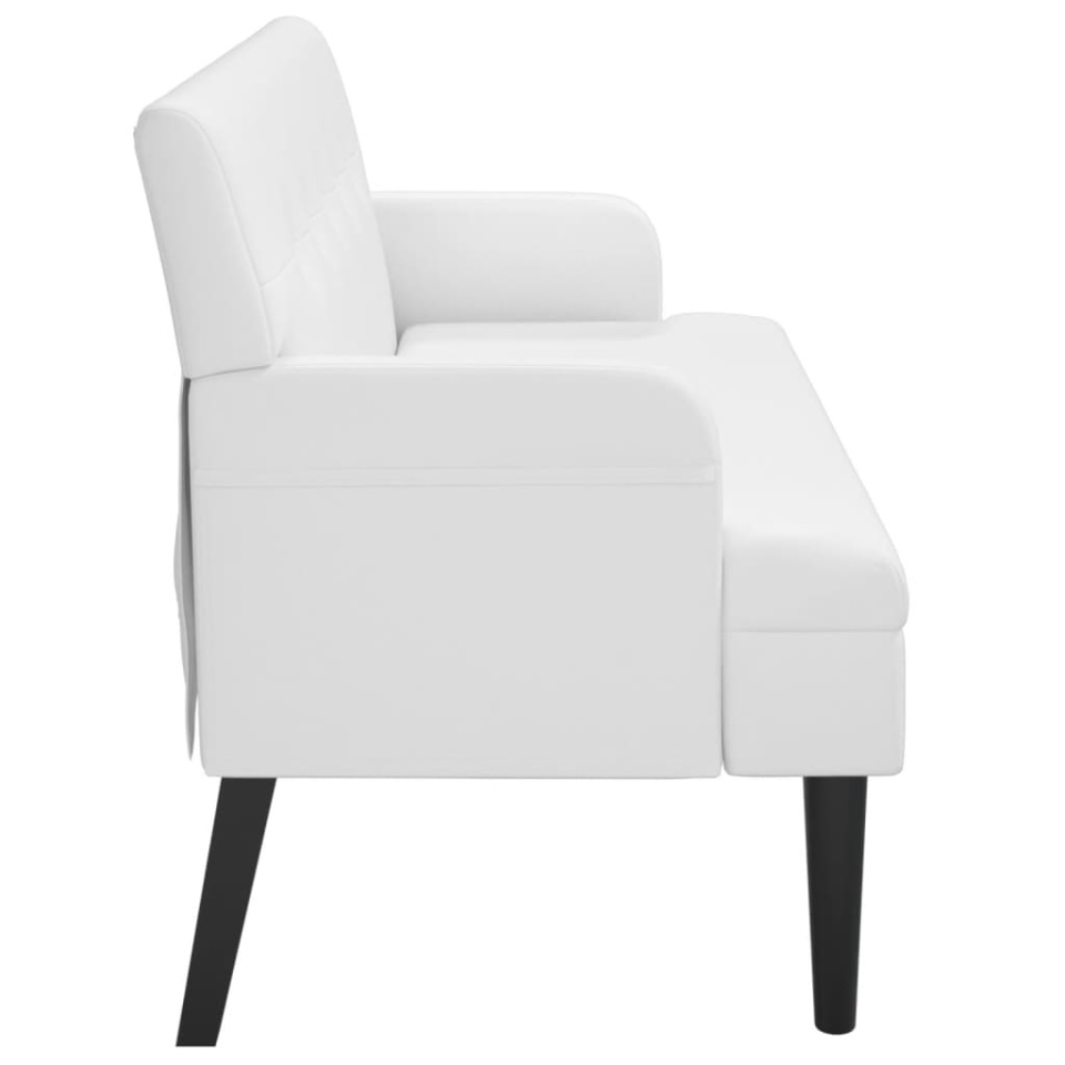 Banchetă cu spătar, alb, 112x65,5x75 cm piele ecologică - 3 | YEO