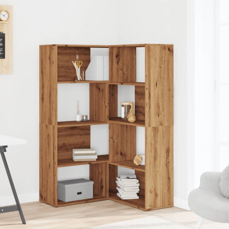 Bibliotecă 4 nivel stejar artizanal 85x85x140 cm lemn prelucrat - 2 | YEO