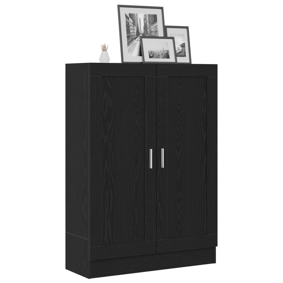 Bibliotecă Neagră din Stejar 82,5x30,5x115 cm din Lemn Ușor - 2 | YEO