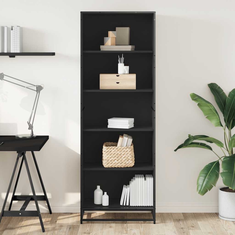 Bibliotecă, negru, 60x35x170,5 cm, lemn prelucrat - 2 | YEO