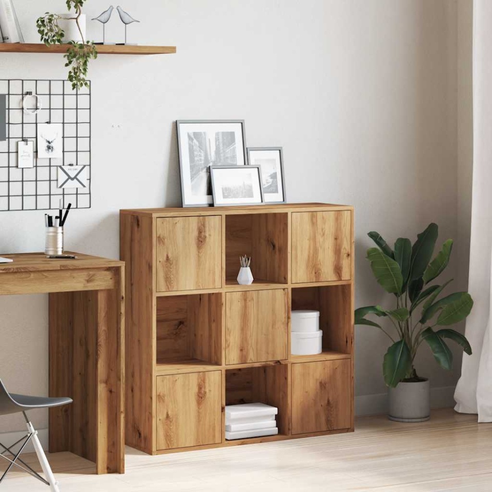 Bibliotecă, stejar artizanal, 90x28x90 cm, lemn prelucrat - 2 | YEO
