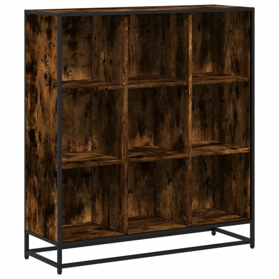 Bibliotecă stejar fumuriu 97,5x33x107,5 cm lemn prelucrat/metal - 1 | YEO