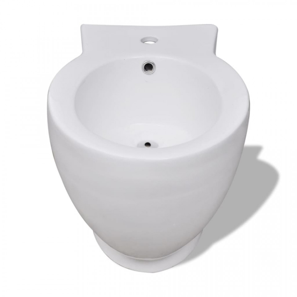 Bideu rotund pe pardoseală, ceramică calitate superioară, alb - 2 | YEO