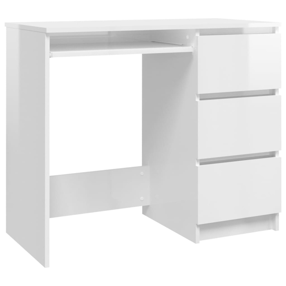 Birou, alb extralucios, 90 x 45 x 76 cm, lemn prelucrat - 1 | YEO