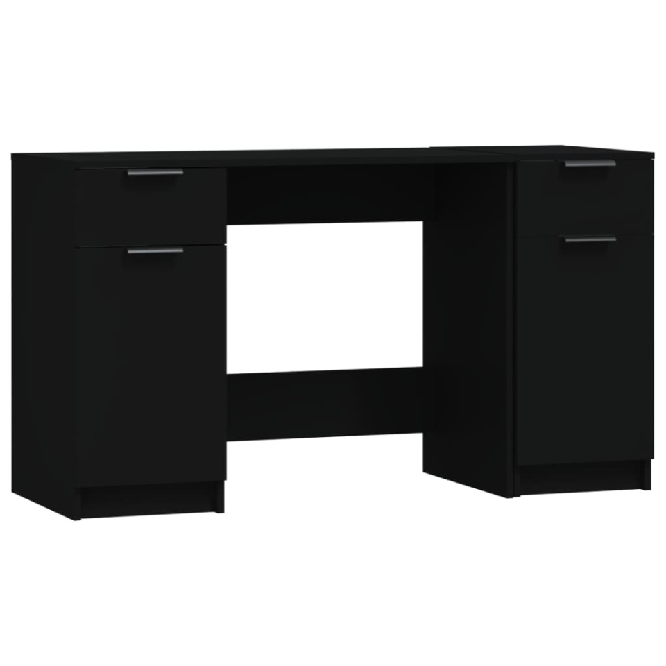 Birou cu dulap lateral, Negru, lemn prelucrat - 1 | YEO