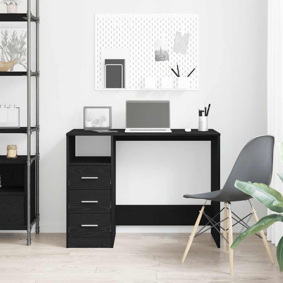 Birou cu sertare, stejar negru, 102x50x76 cm, lemn prelucrat - 2 | YEO