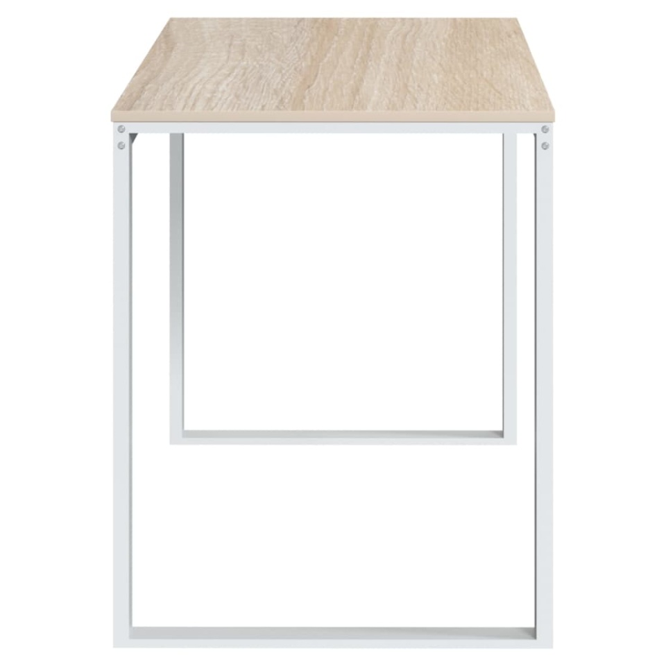 Birou de calculator, alb/stejar, 110x60x73 cm, lemn prelucrat - 3 | YEO