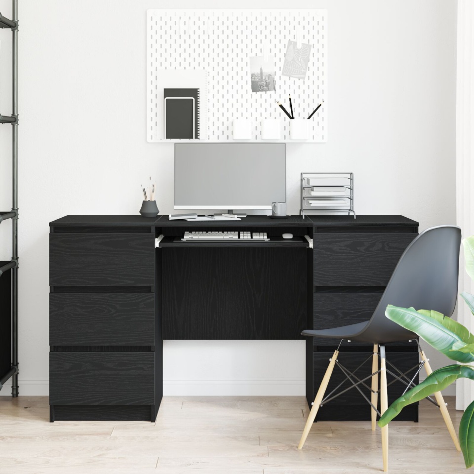 Birouri 2 buc Negru Stejar 140x50x76 cm Lemn prelucrat - 3 | YEO