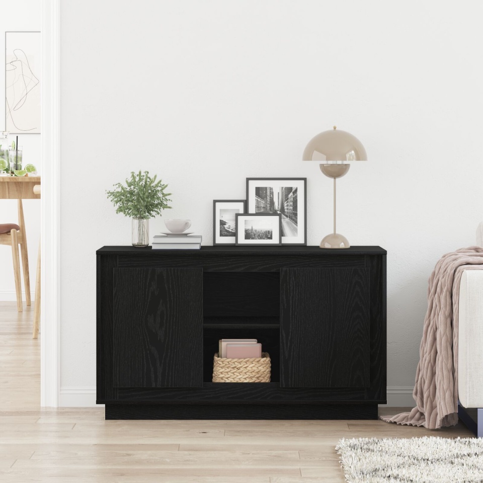 Bufet Negru Stejar 102x35x60 cm Lemn prelucrat - 3 | YEO