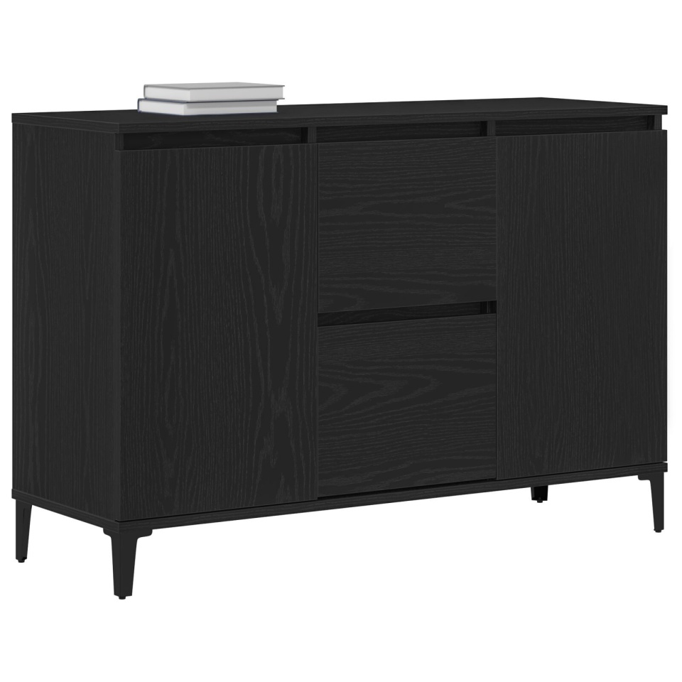 Bufet Negru Stejar 104x35x70 cm din Lemn Compozit - 2 | YEO