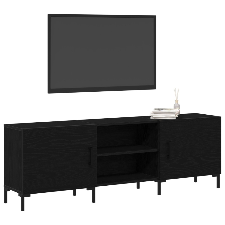 Cabinet TV Negru Stejar 150x30x50 cm Lemn prelucrat - 2 | YEO