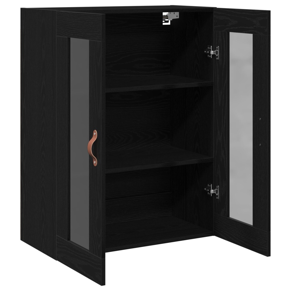 Cabinete de perete cu uși din sticlă Stejar negru 69,5x34x90 cm - 2 | YEO