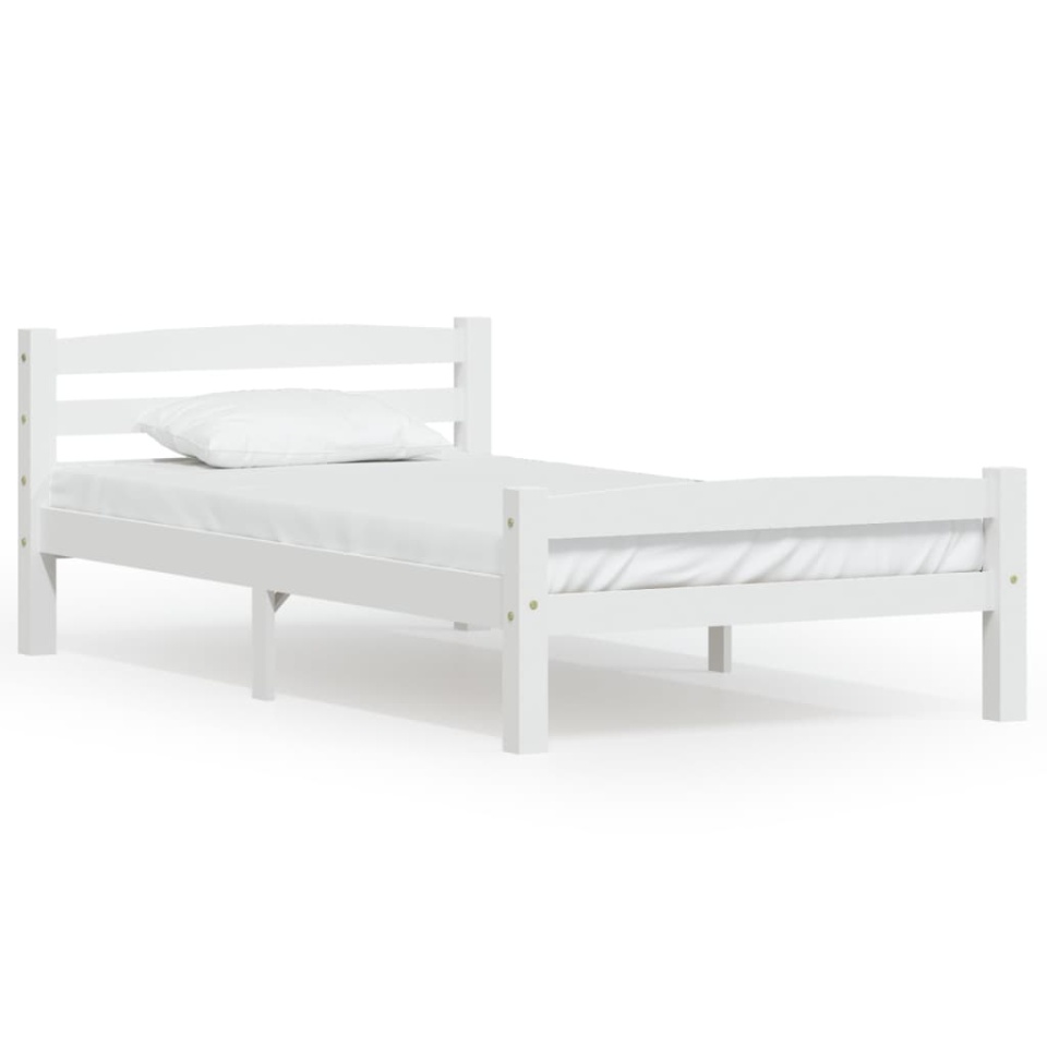 Cadru de pat, alb, 100x200 cm, lemn masiv de pin - 1 | YEO