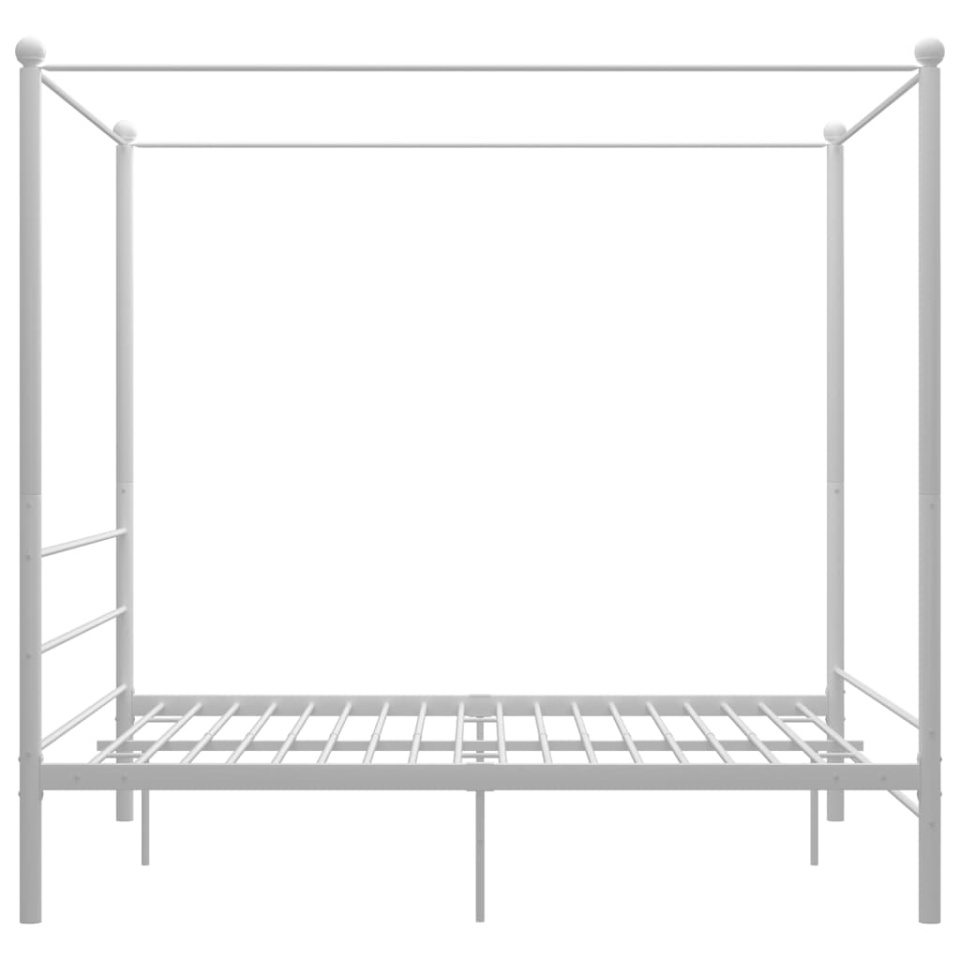 Cadru de pat cu baldachin, alb, 160x200 cm, metal - 2 | YEO