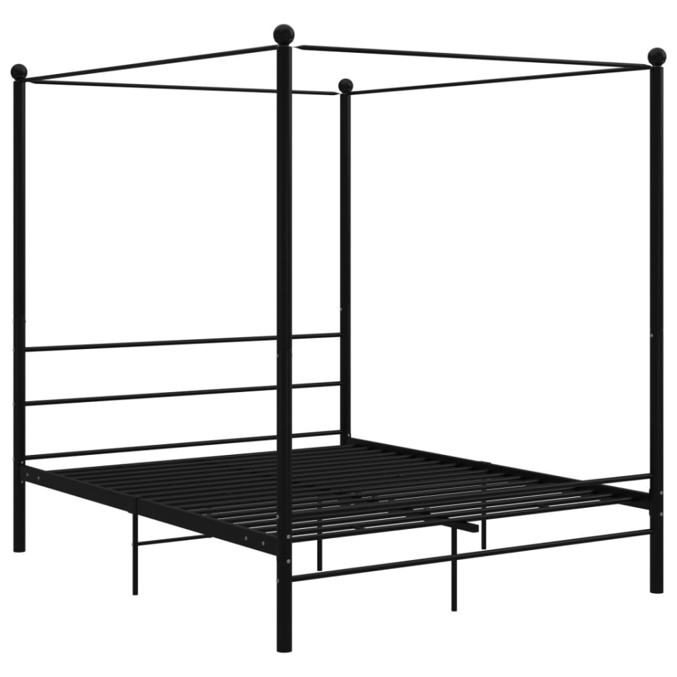 Cadru de pat cu baldachin, negru, 160x200 cm, metal - 1 | YEO