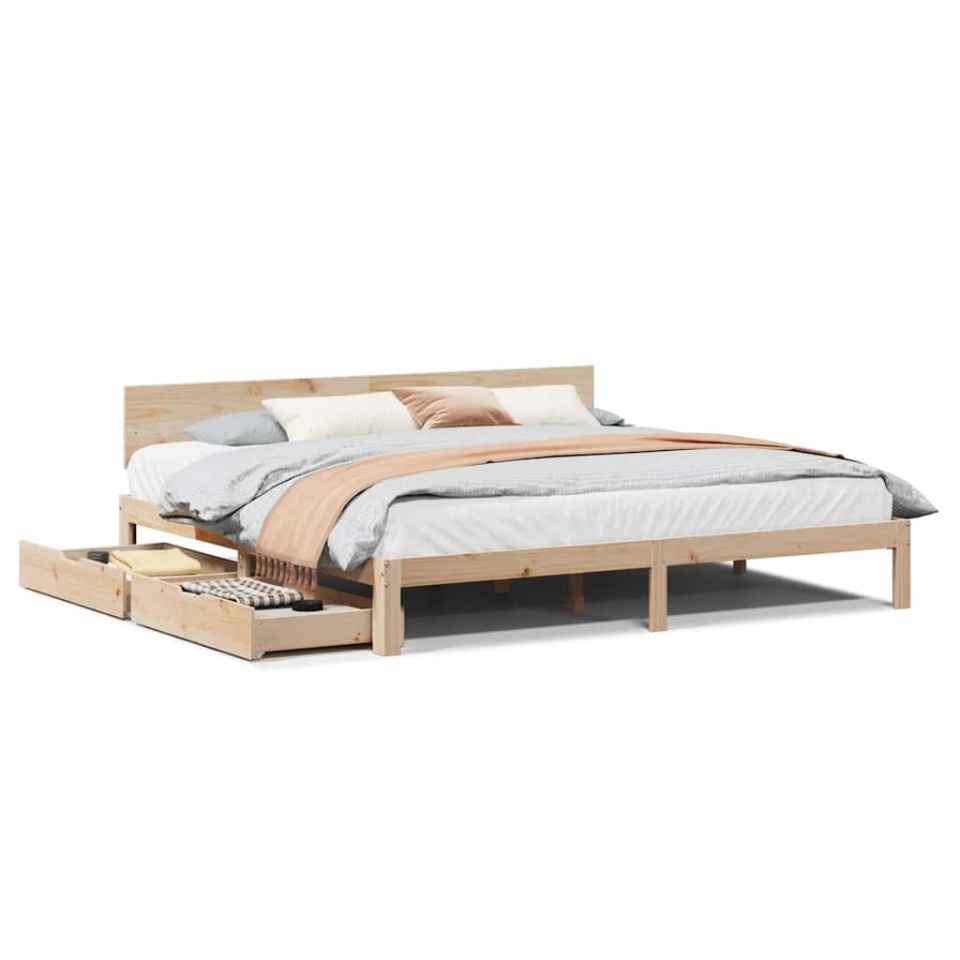 Cadru de pat cu sertare 180x200 cm lemn masiv pin - 1 | YEO