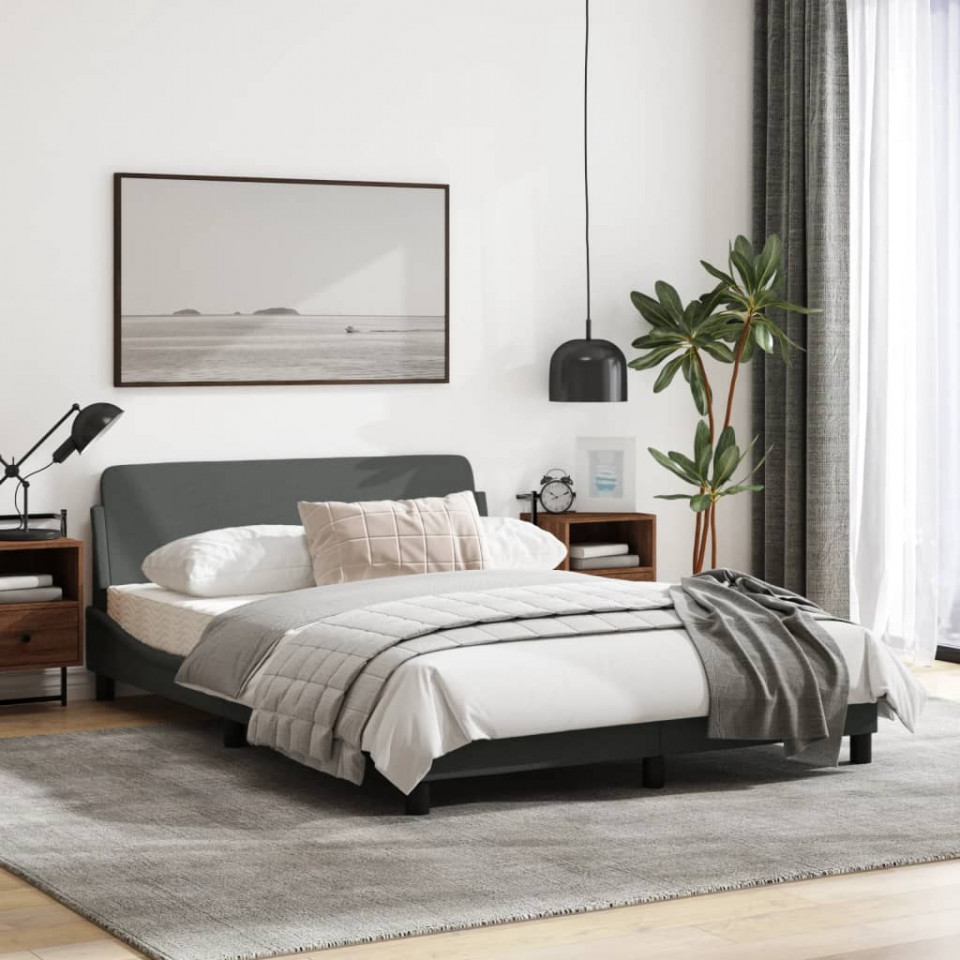 Cadru de pat cu tăblie, gri închis, 120x200 cm, textil - 2 | YEO