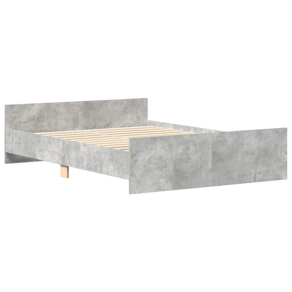 Cadru de pat cu tăblie la cap/picioare, gri beton, 135x190 cm - 2 | YEO