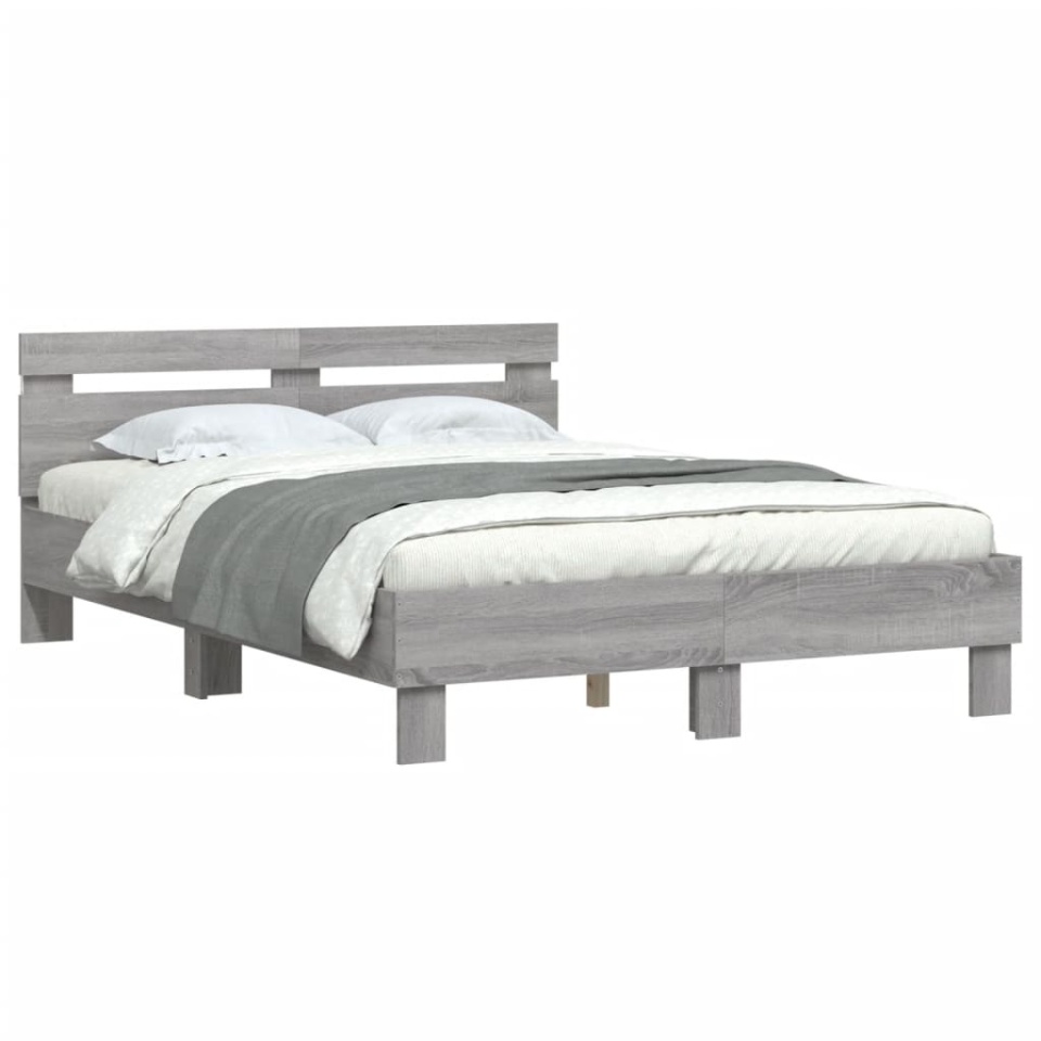 Cadru de pat cu tăblie și LED, gri sonoma, 120x190 cm - 2 | YEO