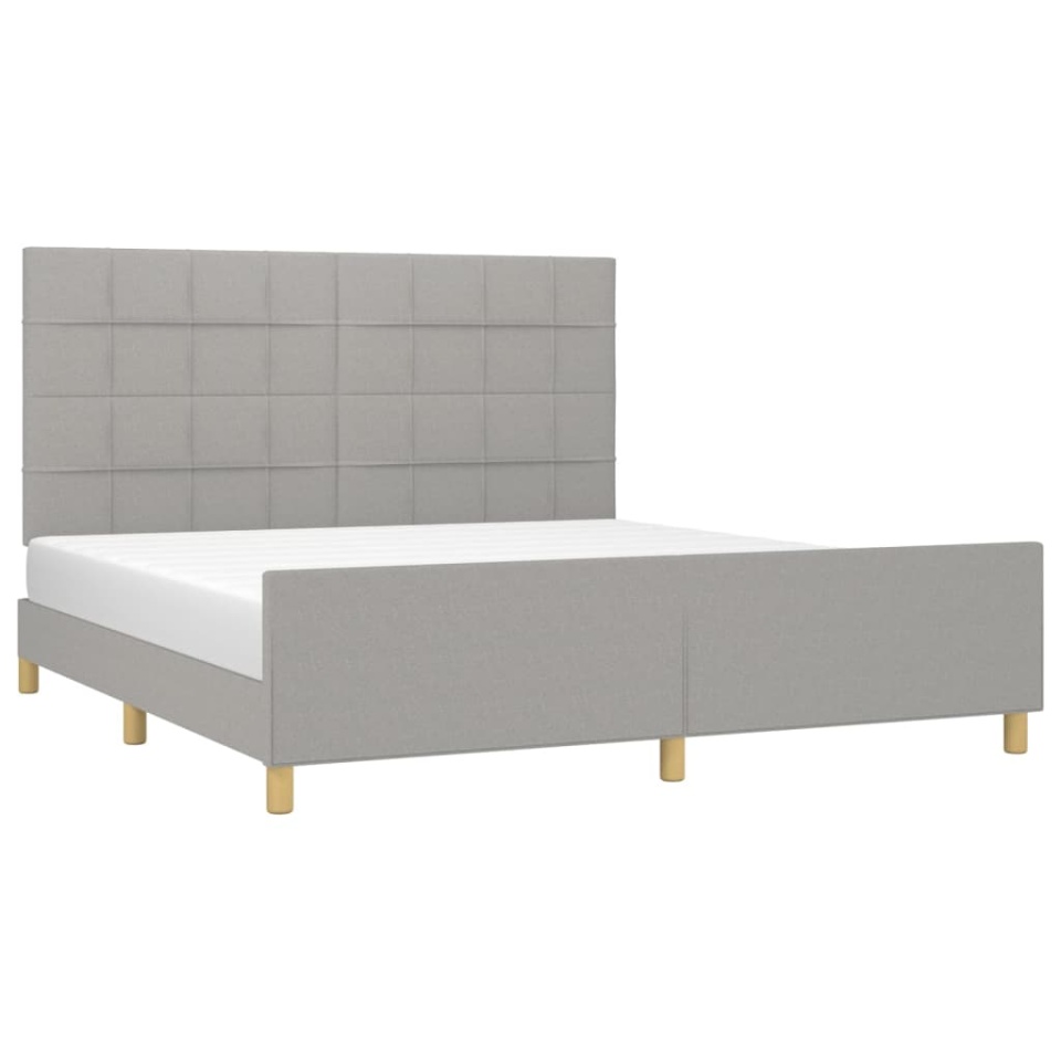 Cadru de pat fără saltea, gri deschis, 160x200 cm, textil - 2 | YEO