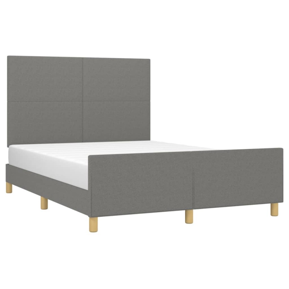 Cadru de pat fără saltea, gri închis, 140x190 cm, textil - 2 | YEO