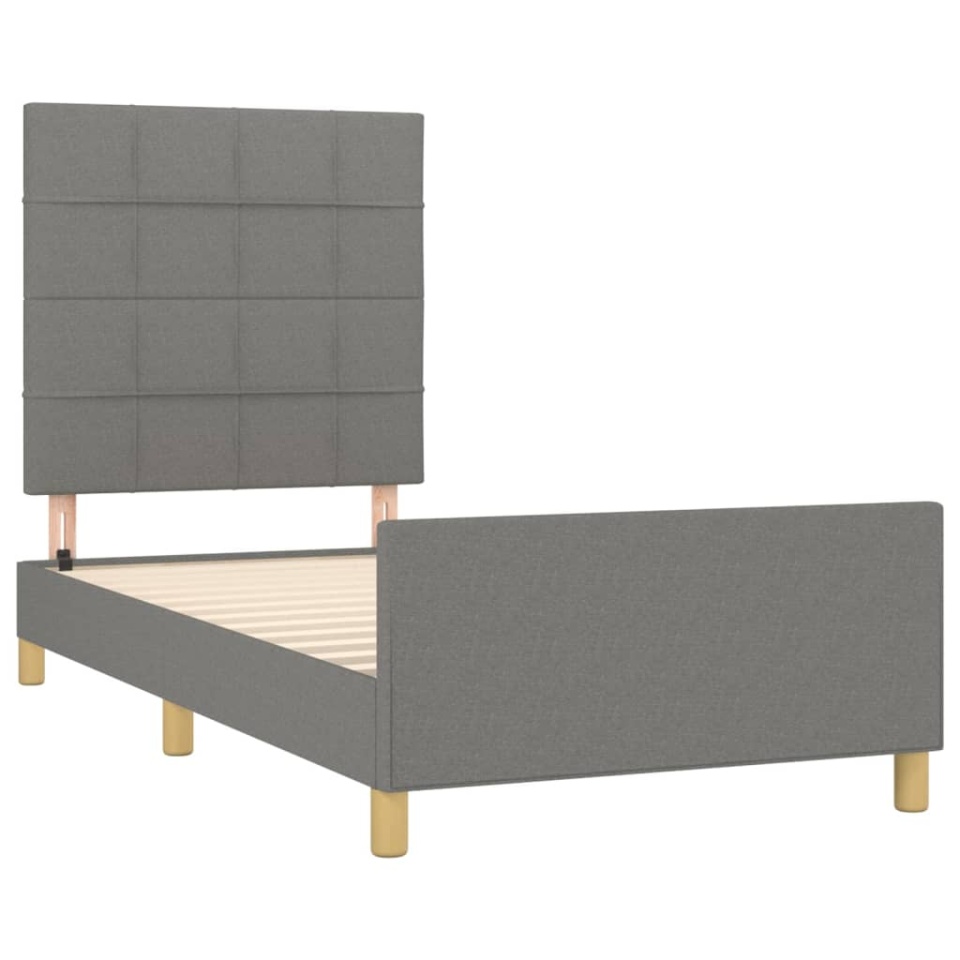 Cadru de pat fără saltea, gri închis, 90x200 cm, textil - 3 | YEO