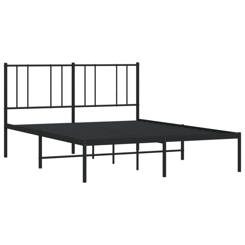 Cadru de pat metalic cu tăblie, negru, 160x200 cm - 2 | YEO