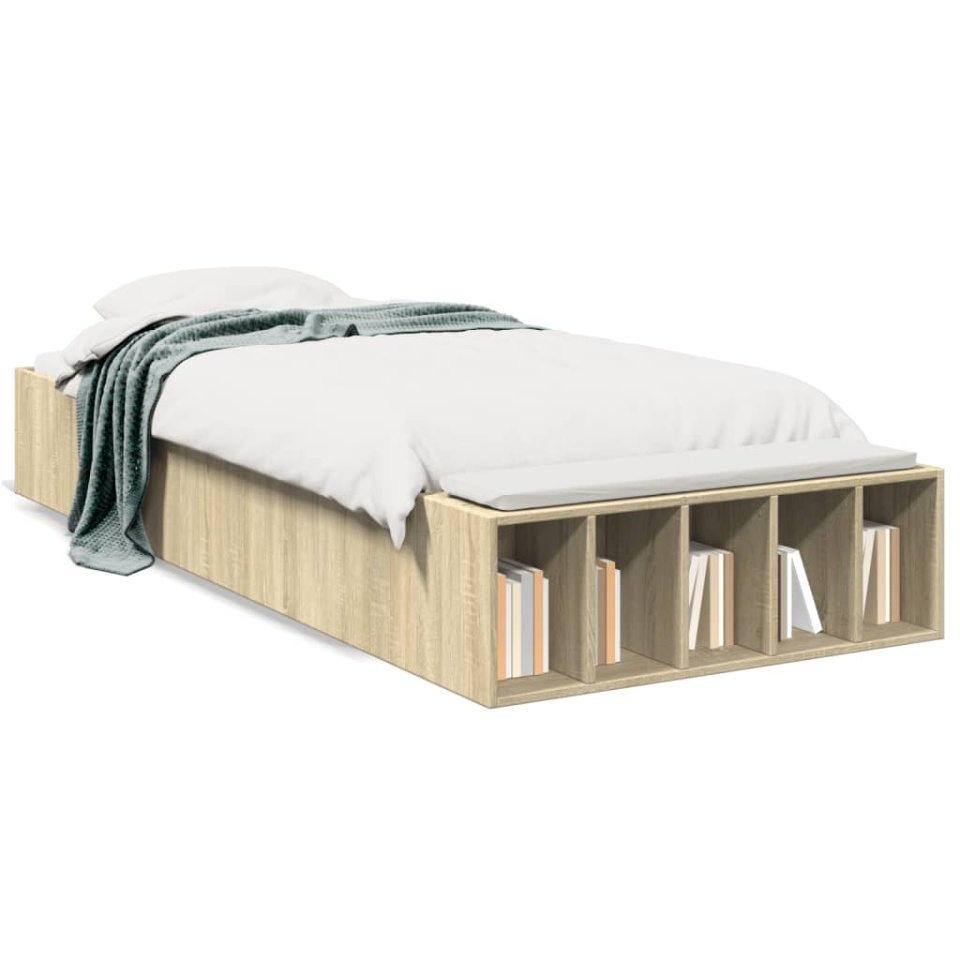 Cadru de pat, stejar sonoma, 75x190 cm, lemn prelucrat - 1 | YEO