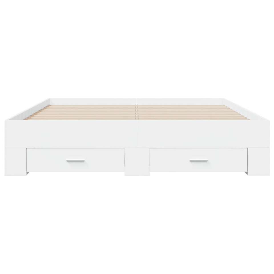 Cadru pat cu sertare alb extralucios 140x200 cm, lemn prelucrat - 3 | YEO