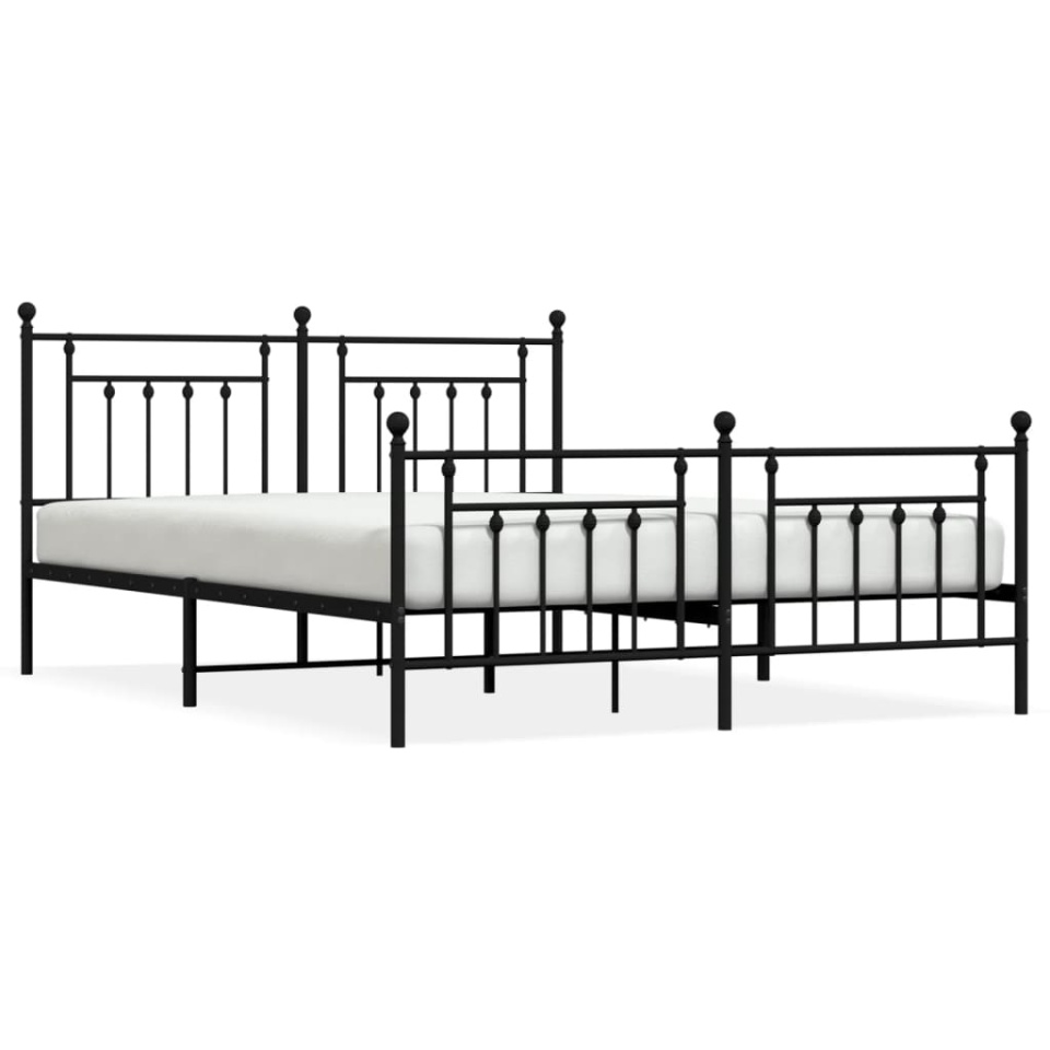 Cadru pat fără saltea, tăblie de picioare negru 180x200cm metal - 1 | YEO