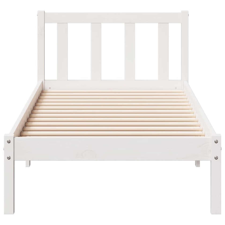 Cadru pat foarte lung fără saltea alb 100x210 cm lemn masiv pin - 3 | YEO